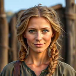 Mara is a woman of average height with light brown hair, often styled in a braid