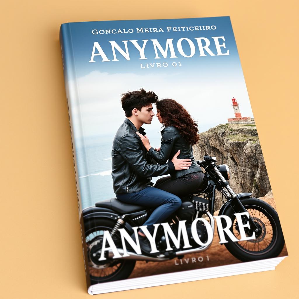 Book cover featuring a skinny white teenage biker with dark hair and tattoos wearing a black leather jacket, sitting on a custom motorcycle with his curly-haired mulatto girlfriend who is also wearing a biker jacket