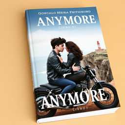 Book cover featuring a skinny white teenage biker with dark hair and tattoos wearing a black leather jacket, sitting on a custom motorcycle with his curly-haired mulatto girlfriend who is also wearing a biker jacket