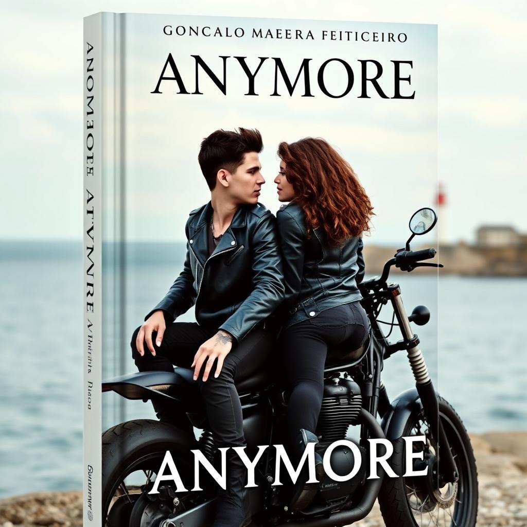 Book cover showing a skinny white teenage biker with short dark hair and tattoos, wearing a leather jacket, sitting on a custom motorcycle