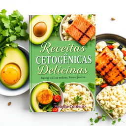 An ebook cover design featuring the title "Receitas Cetogênicas Deliciosas" in elegant, bold typography, with the author name "Feliphe Cordeiro" elegantly placed at the bottom