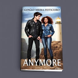 A romantic book cover featuring two teenage bikers on a cliff with a lighthouse in the background