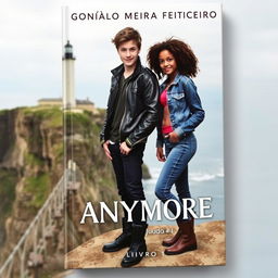 A romantic book cover featuring two teenage bikers on a cliff with a lighthouse in the background