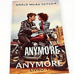 A romantic book cover featuring two teenage bikers on a Harley Davidson motorcycle, gazing into each other's eyes