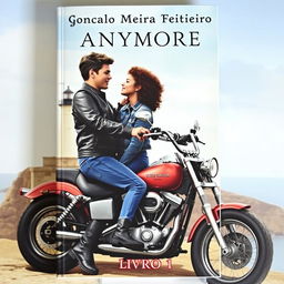 A romantic book cover featuring two teenage bikers on a Harley Davidson motorcycle, gazing into each other's eyes