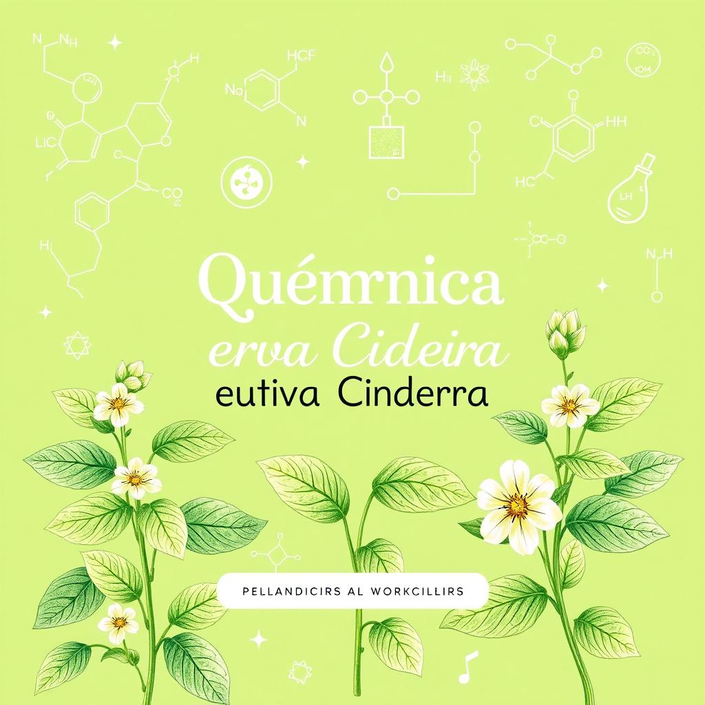 A chemistry workbook cover featuring lemon balm (melissa) with detailed illustrations