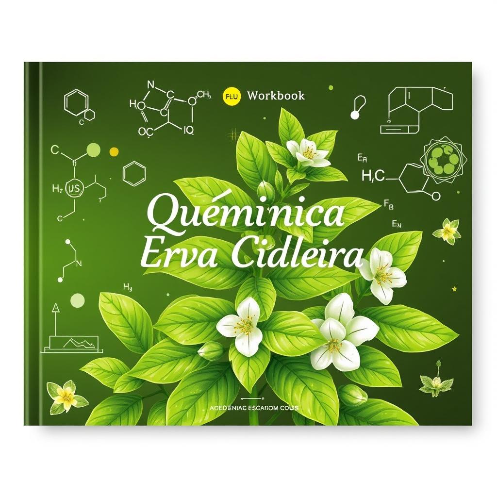 A chemistry workbook cover featuring lemon balm (melissa) with detailed illustrations