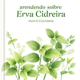 A workbook cover dedicated to lemon balm (erva cidreira) with a natural and inviting design