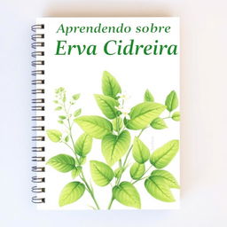 A workbook cover dedicated to lemon balm (erva cidreira) with a natural and inviting design