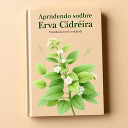 A workbook cover dedicated to lemon balm (erva cidreira) with a natural and inviting design