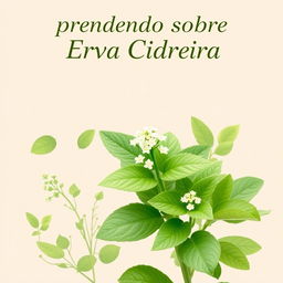 A workbook cover dedicated to lemon balm (erva cidreira) with a natural and inviting design