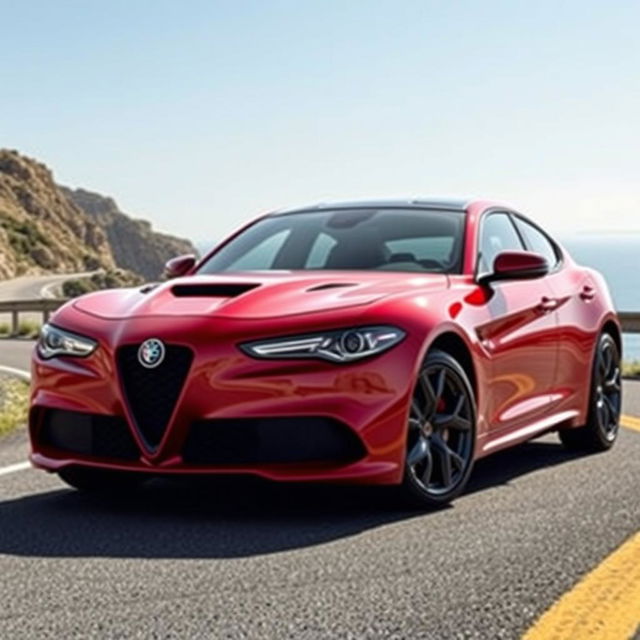 A Dodge car redesigned with distinct Alfa Romeo styling cues, resulting in a striking blend of American muscle and Italian elegance