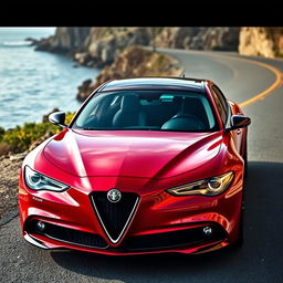 A Dodge car redesigned with distinct Alfa Romeo styling cues, resulting in a striking blend of American muscle and Italian elegance