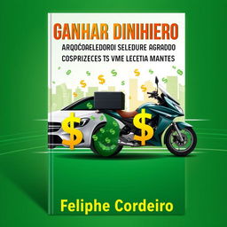 An ebook cover featuring a modern car and motorcycle side by side, both creatively integrated with dollar signs and monetary symbols to suggest profit through delivery services