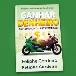 An ebook cover featuring a modern car and motorcycle side by side, both creatively integrated with dollar signs and monetary symbols to suggest profit through delivery services