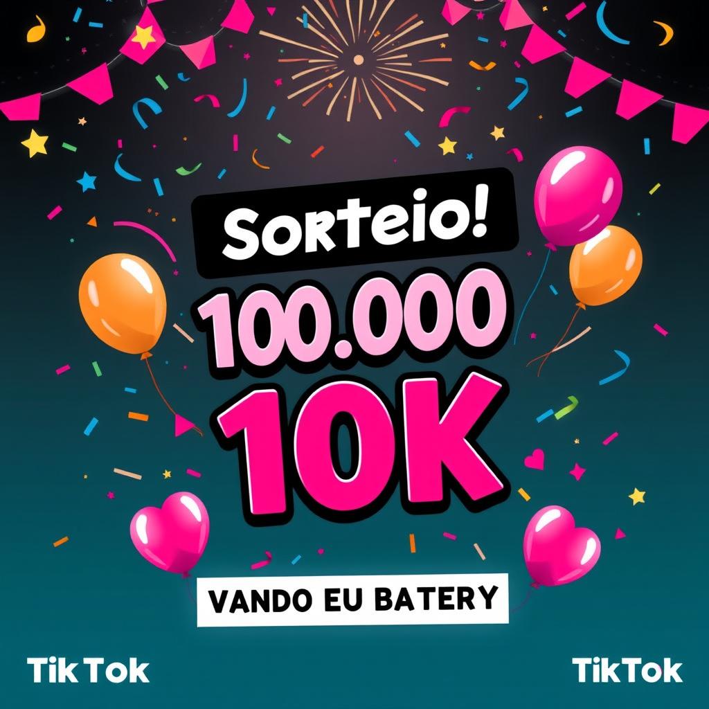 A vibrant and eye-catching poster to announce a TikTok giveaway celebrating reaching 10,000 followers