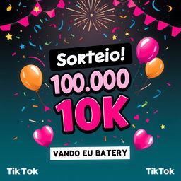 A vibrant and eye-catching poster to announce a TikTok giveaway celebrating reaching 10,000 followers