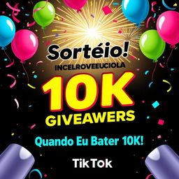 A vibrant and eye-catching poster to announce a TikTok giveaway celebrating reaching 10,000 followers