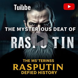 A YouTube thumbnail for a video titled 'The Mysterious Death of Rasputin: The Monk Who Defied History'