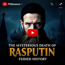 A YouTube thumbnail for a video titled 'The Mysterious Death of Rasputin: The Monk Who Defied History'