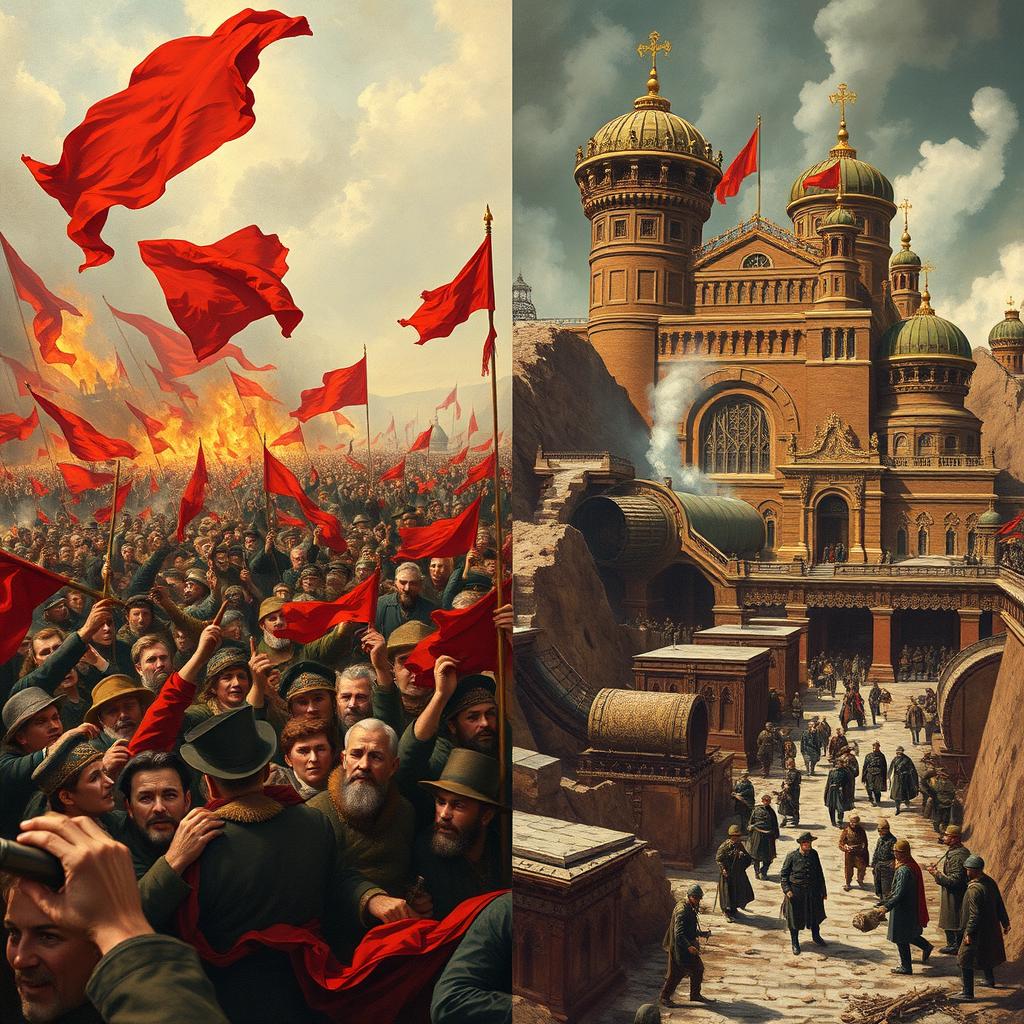 An artistic and historical representation of the Russian Revolution and the Oligarchic Feudal Miner's Republic