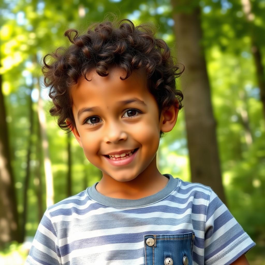 A young boy with a blend of features from a diverse ethnic background