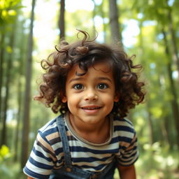 A young boy with a blend of features from a diverse ethnic background