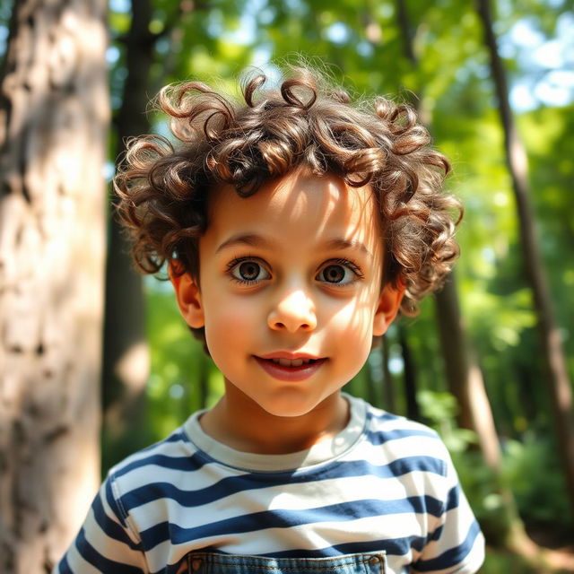 A young boy with a blend of features from a diverse ethnic background