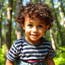 A young boy with a blend of features from a diverse ethnic background