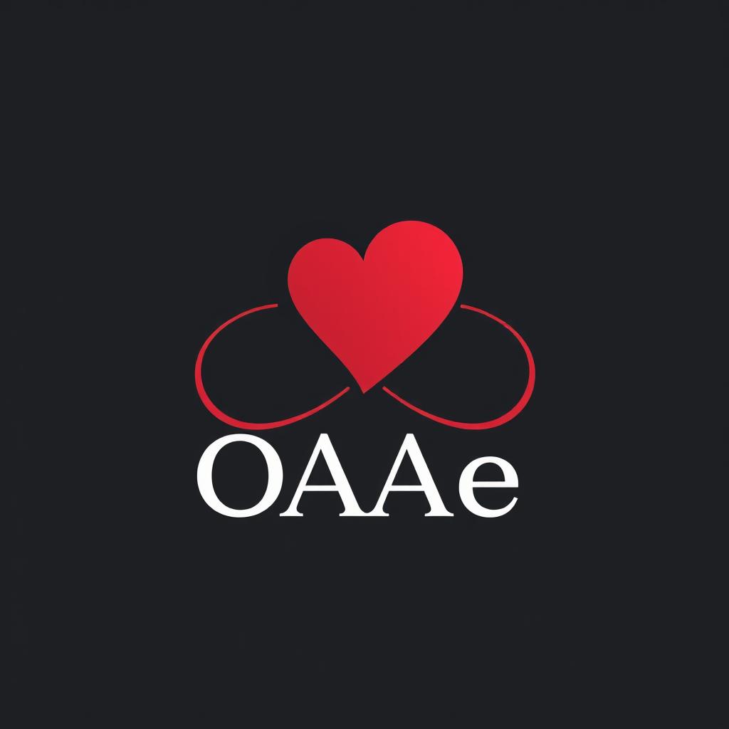 A logo design featuring the letters 'OAAe' creatively integrated with a heart symbol