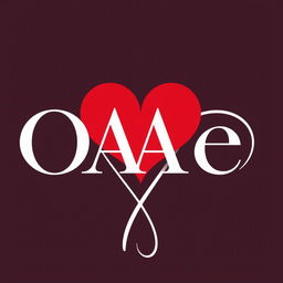 A logo design featuring the letters 'OAAe' creatively integrated with a heart symbol