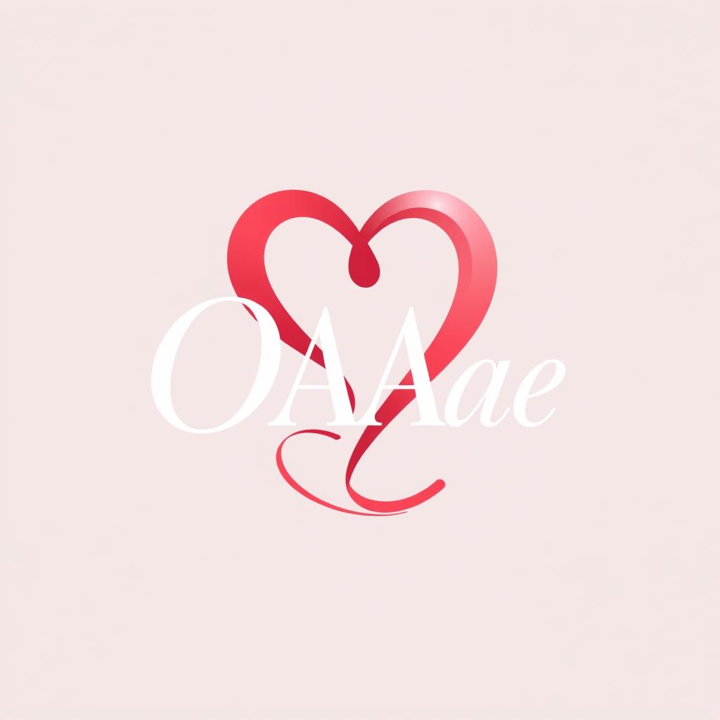 A beautiful and heartwarming logo design featuring the letters 'OAAe' artistically intertwined with a heart symbol