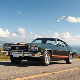 A pristine Chevrolet Opala SS, vintage model from the 1970s, shining under the sun