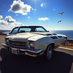 A pristine Chevrolet Opala SS, vintage model from the 1970s, shining under the sun