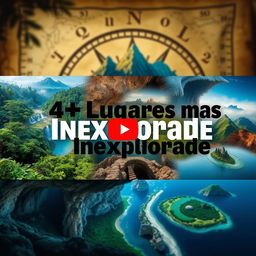 A captivating YouTube thumbnail showcasing the 4 most unexplored places in the world