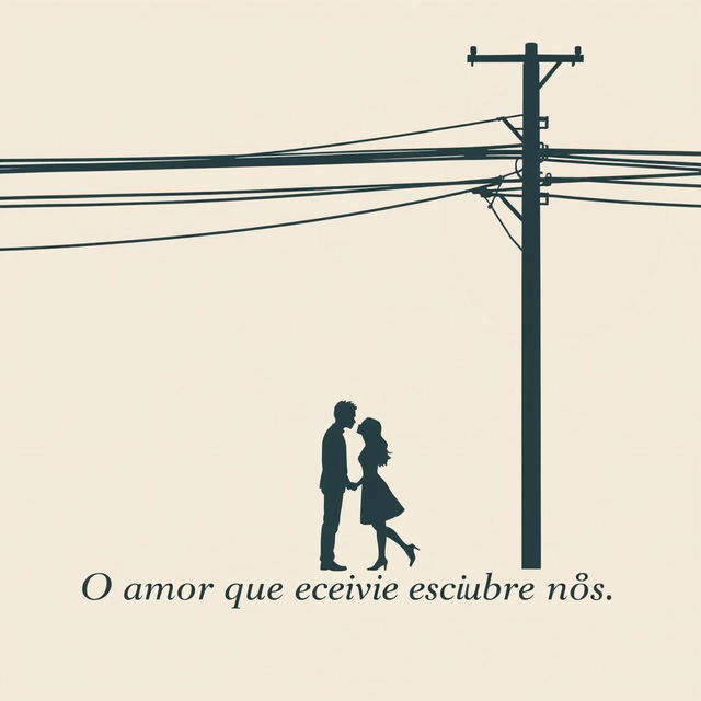 A minimalist cover art featuring a simple silhouette of a couple kissing under a power pole