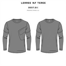 A stylish long-sleeve t-shirt design, featuring sleek and minimalist patterns or graphics