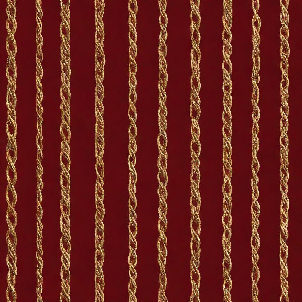 Golden chains crisscrossing on a rich red background