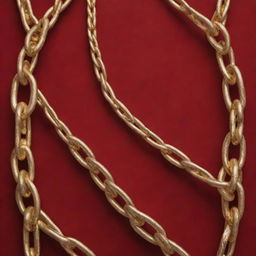 Golden chains crisscrossing on a rich red background