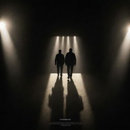 A dramatic, cinematic 'Coming Soon' teaser poster with intriguing shadows and bright spotlights.