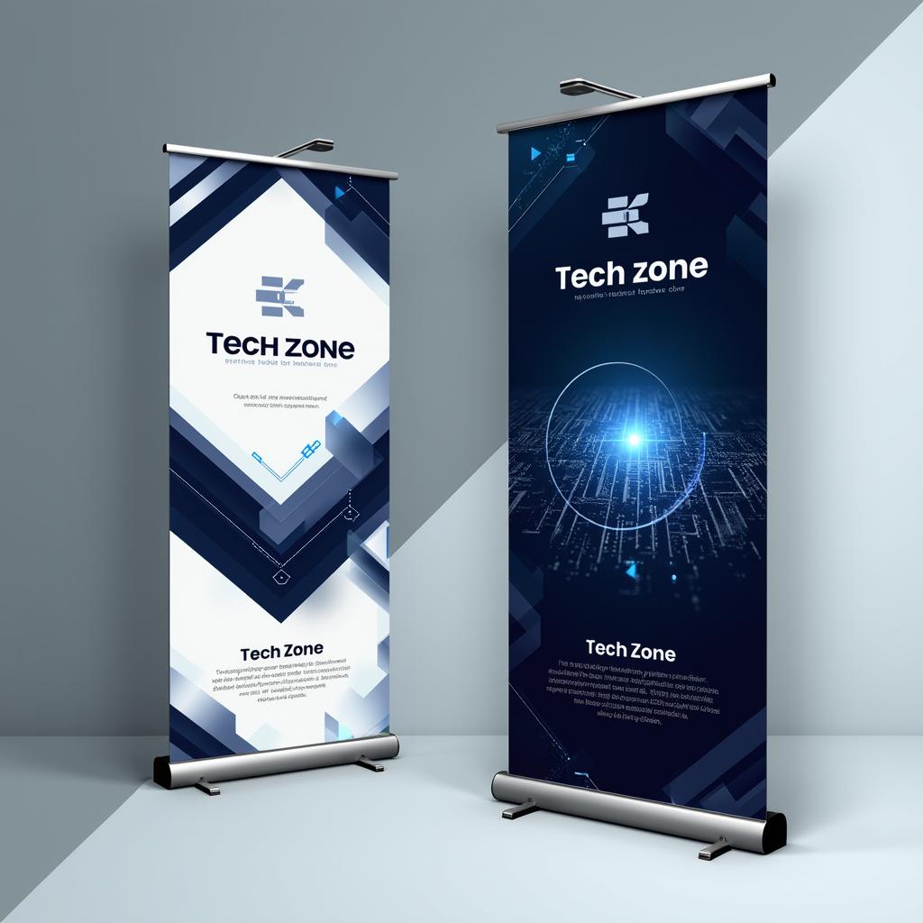 A professionally designed corporate banner template for "Tech Zone", featuring sleek and modern design elements