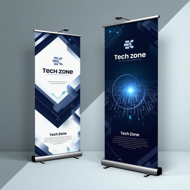 A professionally designed corporate banner template for "Tech Zone", featuring sleek and modern design elements