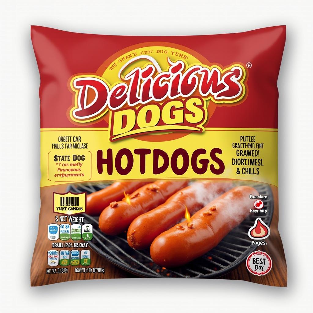 A professionally designed label template for pre-packaged hotdogs