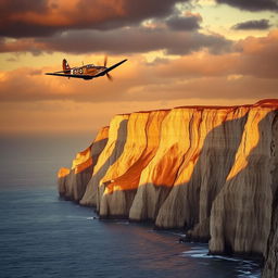 A dramatic scene of the White Cliffs of Dover, majestically rising above the ocean