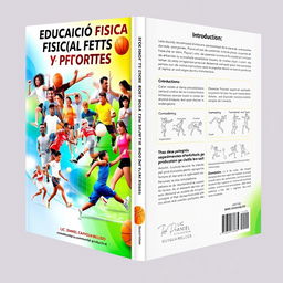 A full book cover design dedicated to physical education and sports titled 'EDUCACION FISICA Y DEPORTES