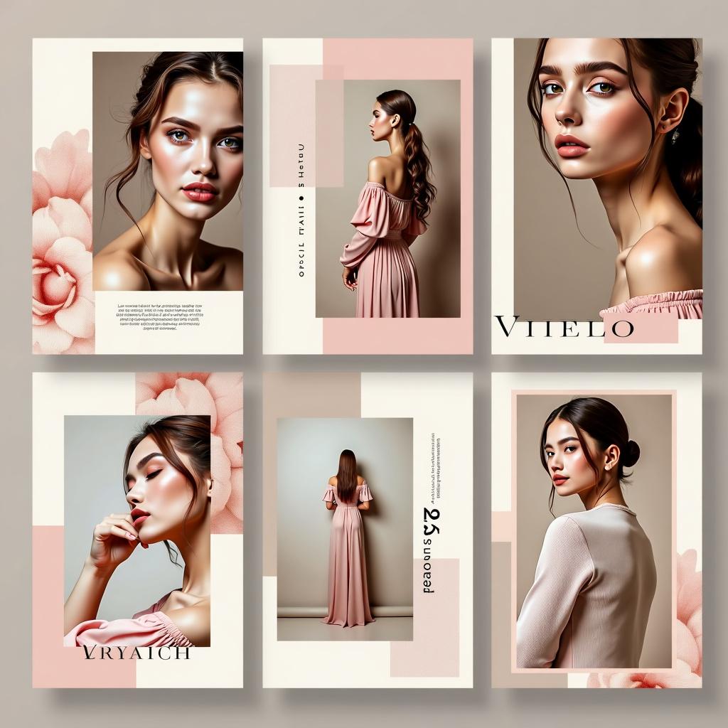 A collection of moodboard templates, professionally designed with intricate layouts, featuring soft pastel colors