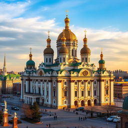 A grand basilica situated at the crossroads of Russian, Ukrainian, and Belarusian architectural influences