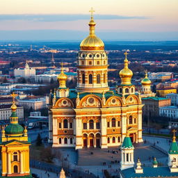 A grand basilica situated at the crossroads of Russian, Ukrainian, and Belarusian architectural influences