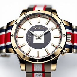 A luxurious and modern Tommy Hilfiger watch design, featuring a sleek and minimalistic face without any clock hands