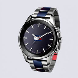 A luxurious and modern Tommy Hilfiger watch design, featuring a sleek and minimalistic face without any clock hands